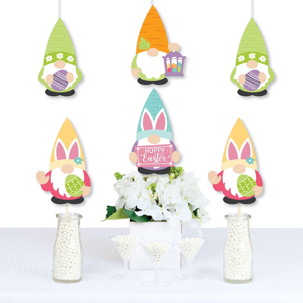 Big Dot of Happiness Easter Gnomes - Decorations DIY Spring Bunny Party Essentials - Set of 20